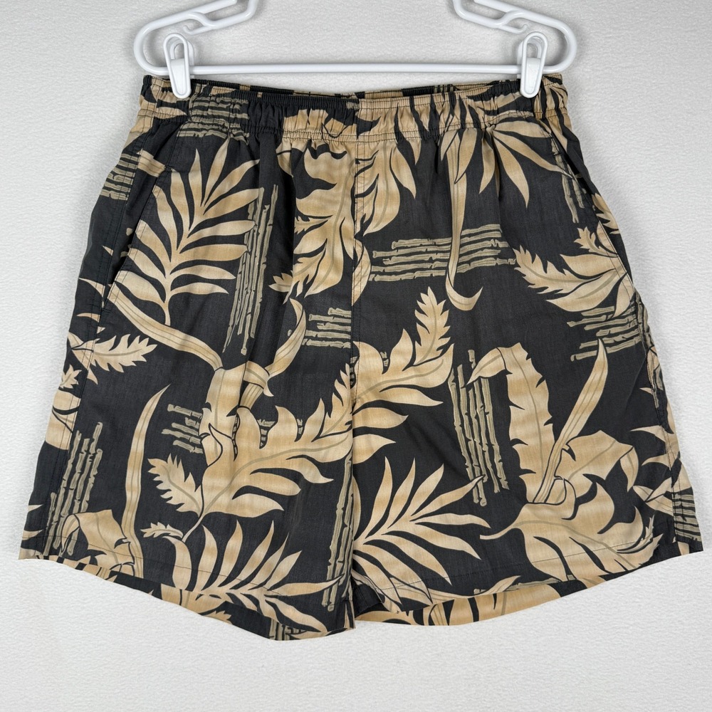 Vtg Reyn Spooner Swim Trunks Mens XL Hawaii Tropical Leaf Bamboo‎ Mesh Lined